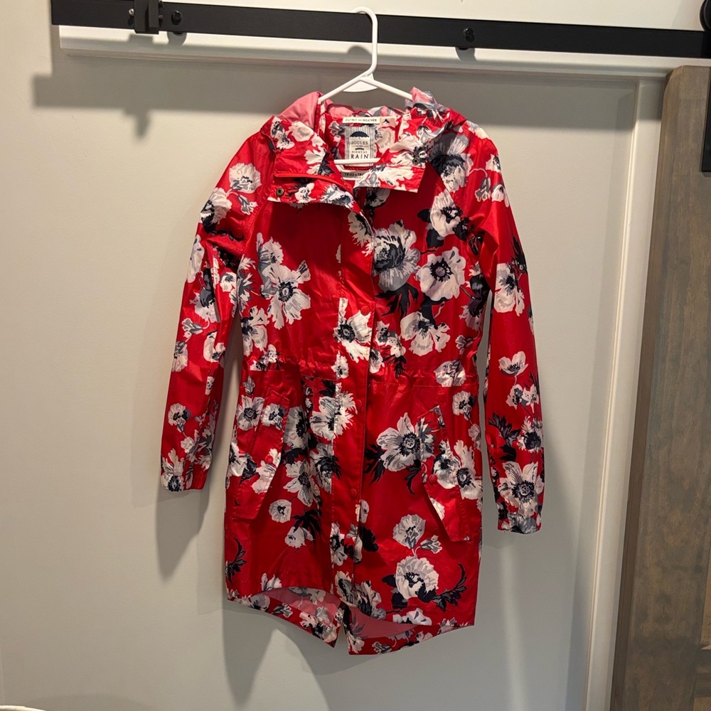 Joules “Right as Rain” Red Floral Women's Jacket